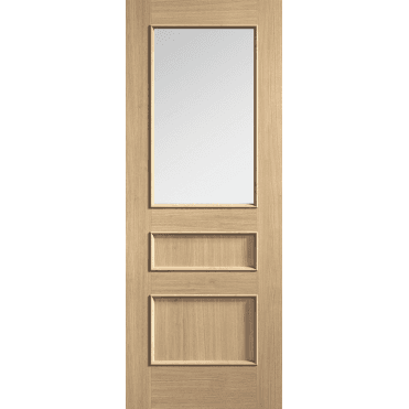 Toledo Oak Pre-Finished 2 Panel 1 Lite With Clear Glass Door