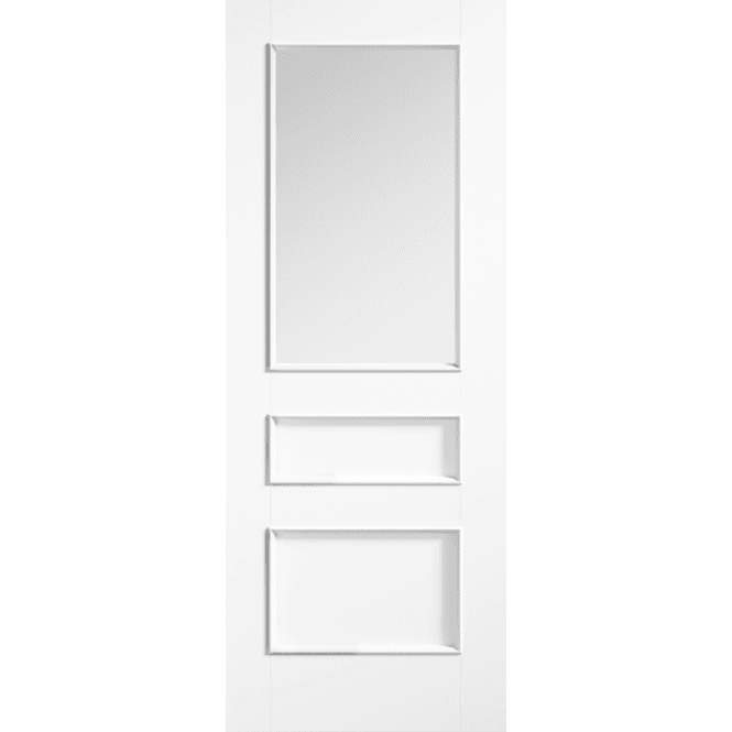 LPD Doors Toledo White Primed 2 Panel 1 Lite With Clear Glass Door