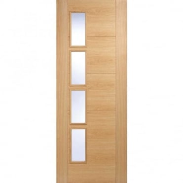 Vancouver Oak 4L Clear Glazed Offset Pre-Finished Internal Door