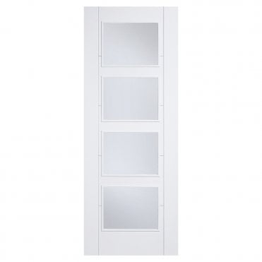 WHITE VANCOUVER GLAZED 4 panel clear glass Internal Door