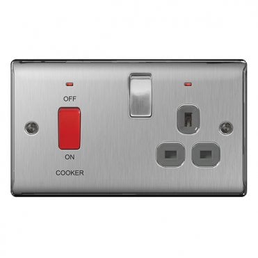 45A Brushed Steel Cooker Switch w/indicator