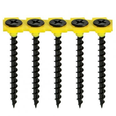 Collated Drywall Coarse Thread Timber Stud Plasterboard Screws - Black (Box of 1000)