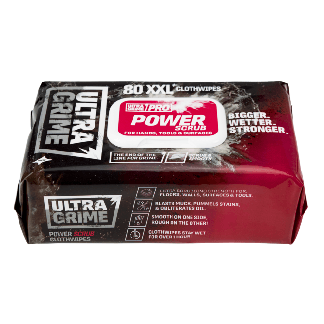 UltraGrime® PRO: Power Scrub XXL+ Wipes (80 Wipes)