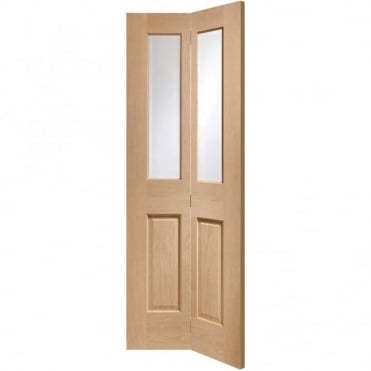 Internal Oak Malton Bi-Fold with Clear Bevelled Glass Door