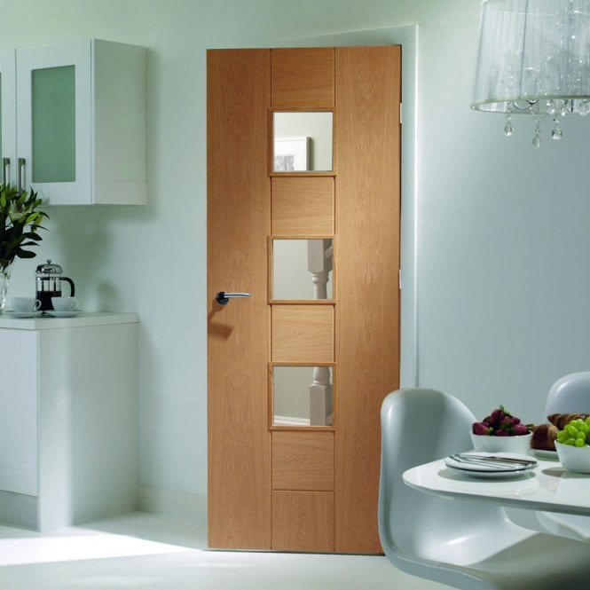 XL Joinery Internal Oak Messina with Obscure Glass Door