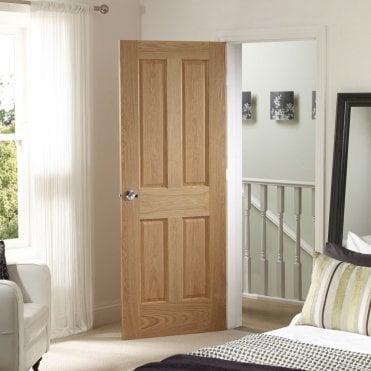 Internal Oak Pre-finished Victorian 4 Panel Fire Door