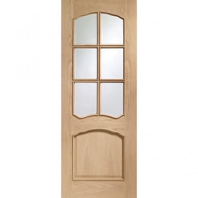 XL Joinery Internal Oak Riviera with Clear Bevelled Glass and Raised Mouldings Door