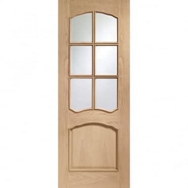 Internal Oak Riviera with Clear Bevelled Glass and Raised Mouldings Door
