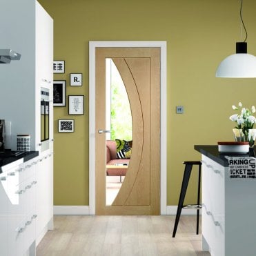 Internal Oak Salerno with Clear Glass Door