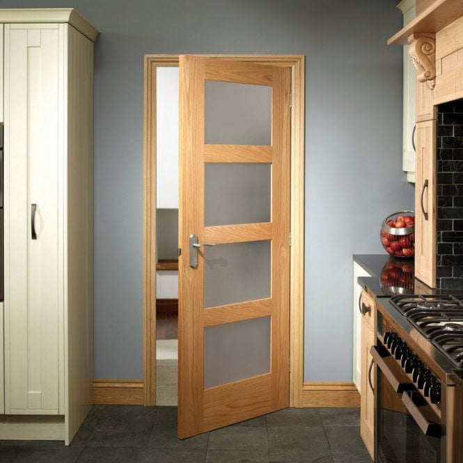XL Joinery Internal Oak Shaker with Clear Glass Fire Door