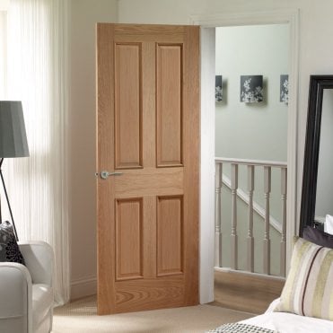 Internal Oak Victorian 4 Panel Fire Door