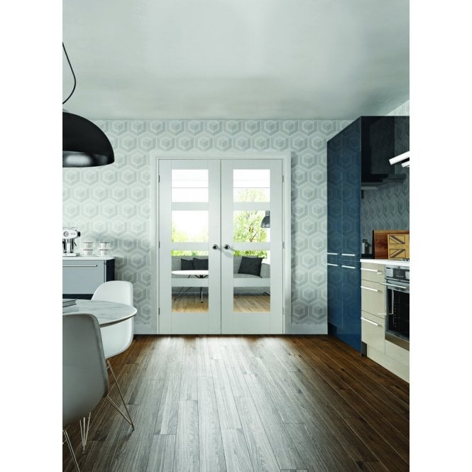 XL Joinery Internal White Primed Shaker 4 Light with Clear Glass Door